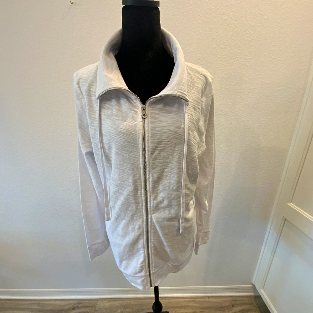 Tommy Bahama Womens Full Zip Hoodie Sarasota Florida White Blue Graphic Size M